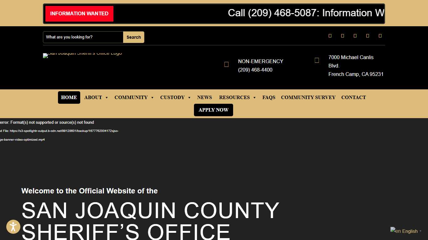 Welcome to The San Joaquin County Sheriff's Office San Joaquin County Sheriff's Office